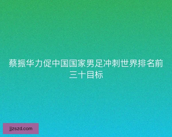 蔡振华力促中国国家男足冲刺世界排名前三十目标